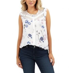 CANDIE’S Women’s Floral Lace Inset Sleeveless Top Size XS